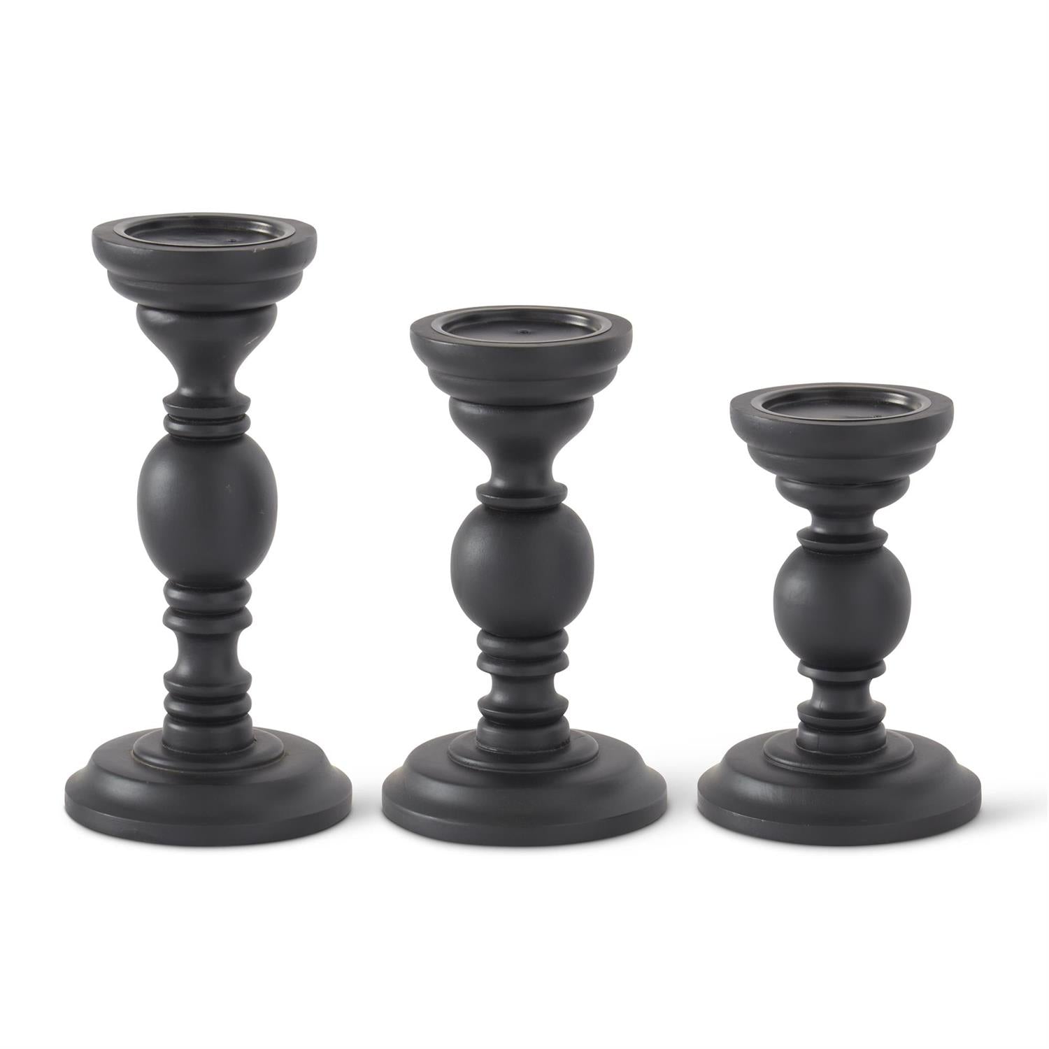 Black Mango Wood Candle Holders White Barn Designs Co.