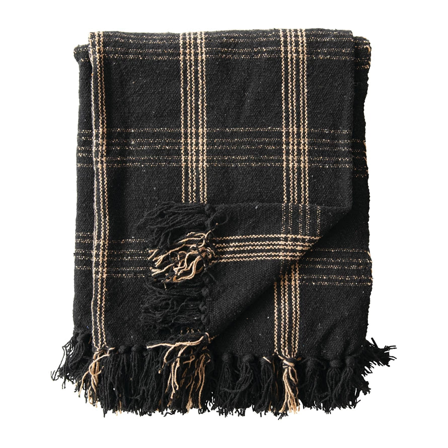 Black Beige Plaid Throw Blanket White Barn Designs Co