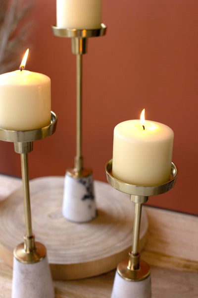 Brass Candle Holders with Marble Bases