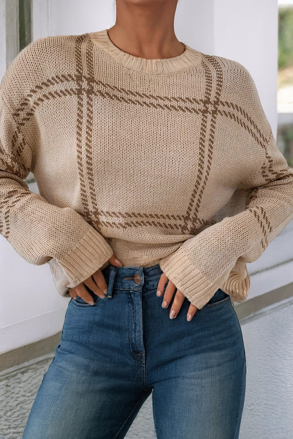 Khaki Plaid Sweater