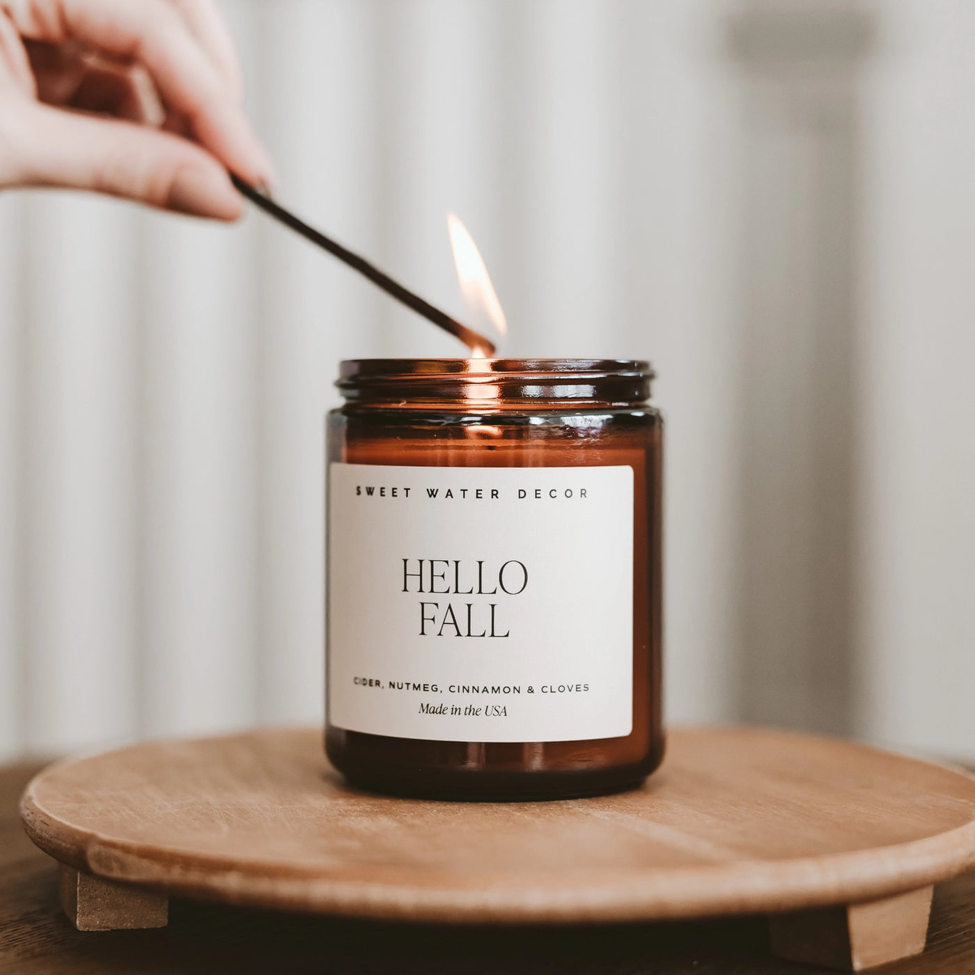 Hello Fall Soy Candle - Amber Jar