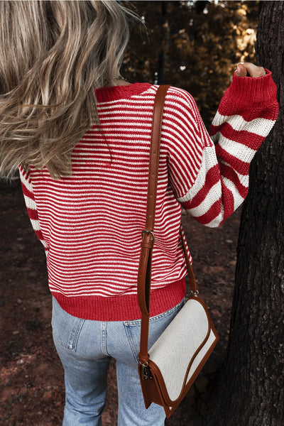 Red & White Knit Sweater