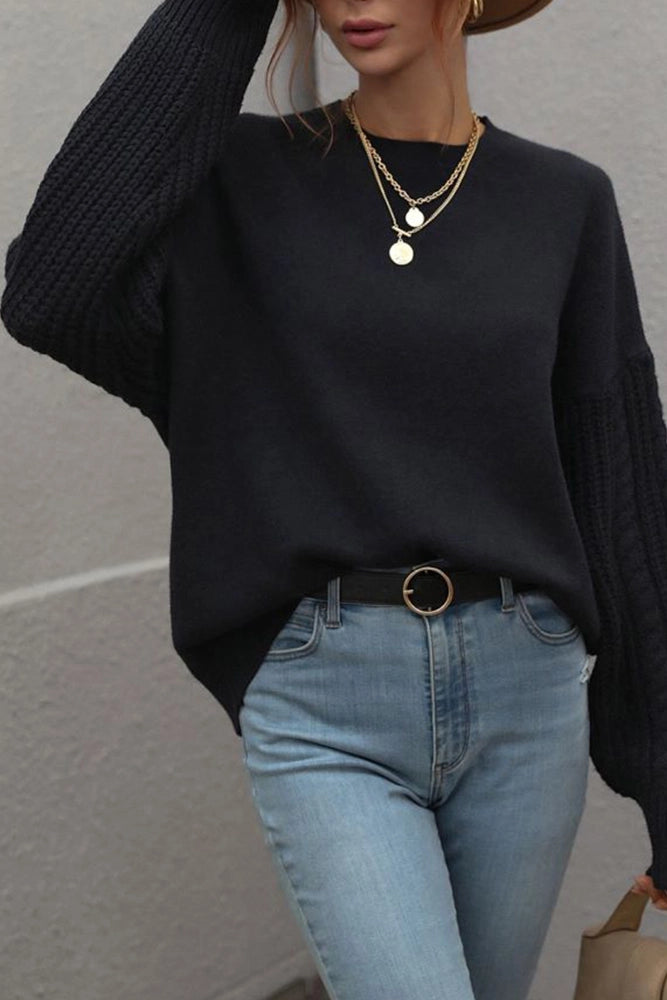 Cable Knit Sleeves Pullover