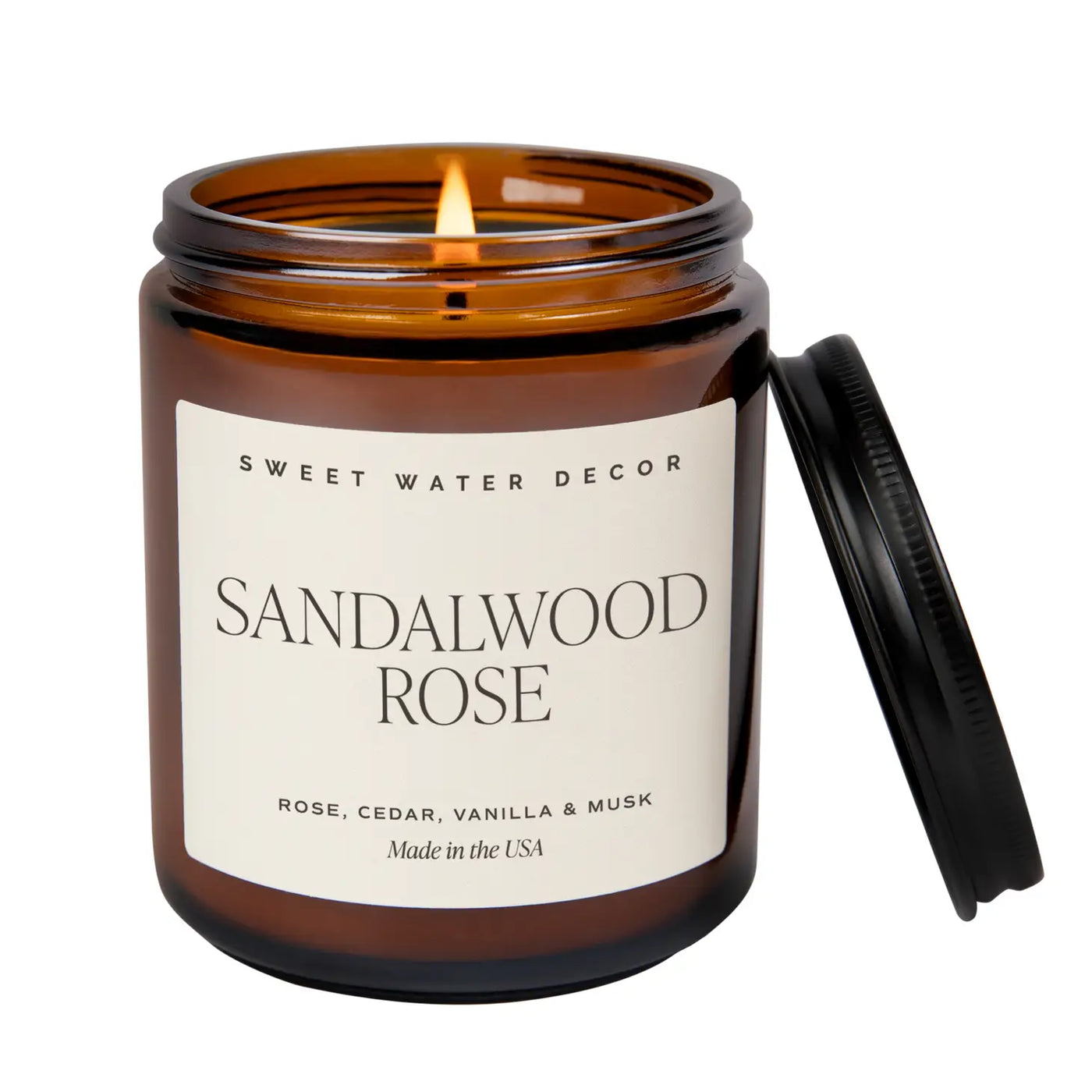 Sandalwood Rose Soy Candle - Amber Jar