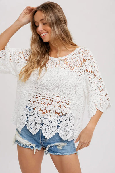 Ivory Crocheted Lace Top