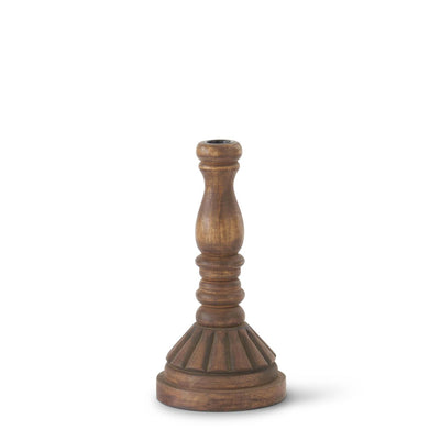 Antique Brown Wood Taper Candle Holders