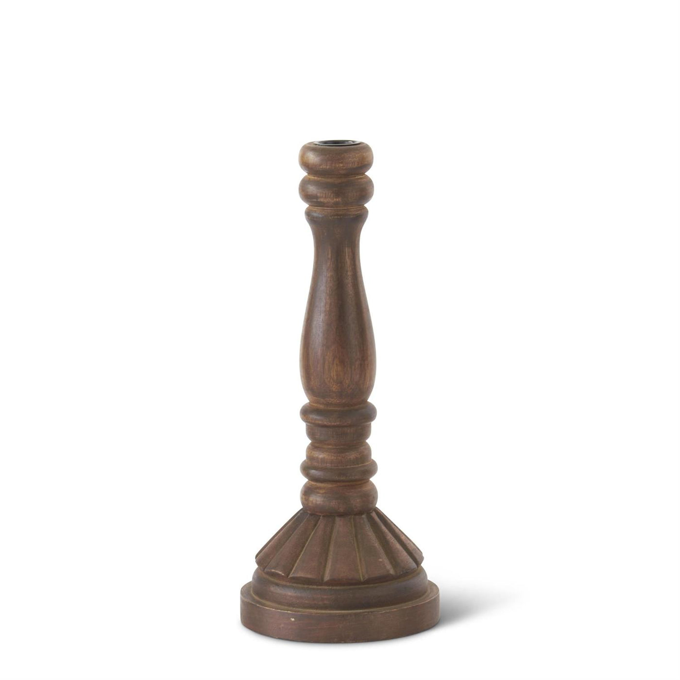 Antique Brown Wood Taper Candle Holders