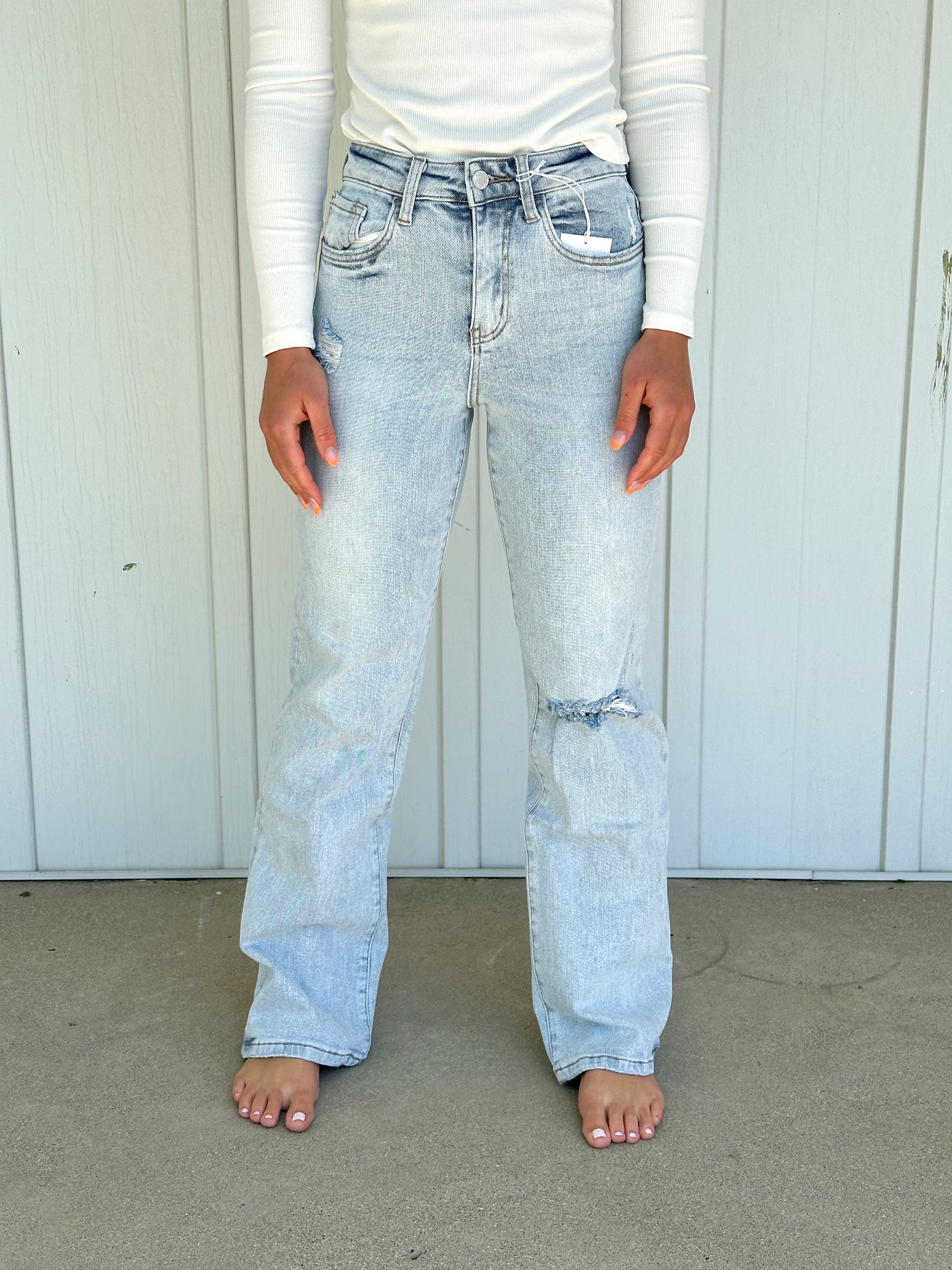 90's Vintage Light Wash High Rise Flare