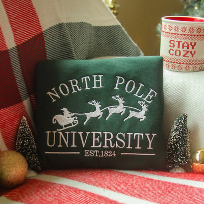 North Pole University Embroidered Crewneck