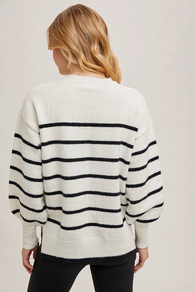 Striped Side Slit Sweater