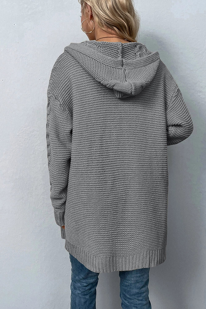 White hooded cardigan sales