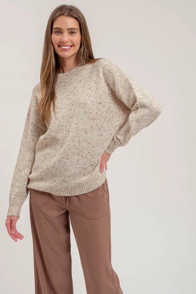 Speckle Knit Oatmeal Sweater