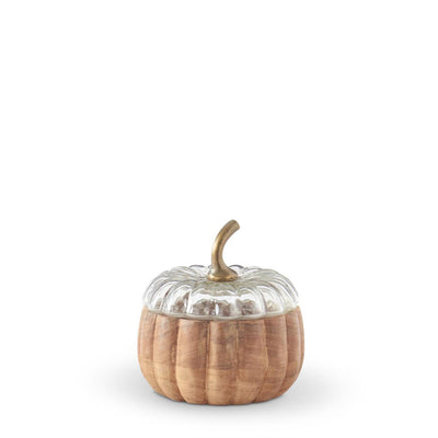 Wood Pumpkin Containers with Glass Lid