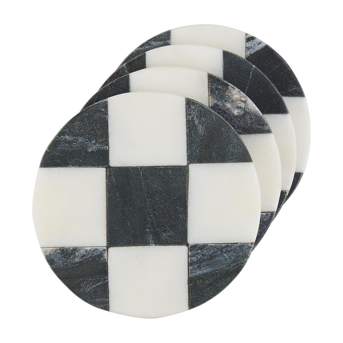 Round Checkered Coaster Set of 4
