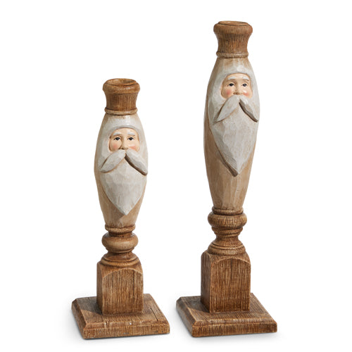 Natural Santa Taper Candle Holders