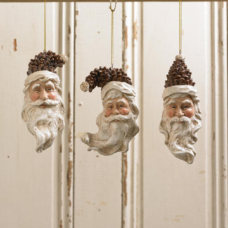 Pinecone Santa Head Ornaments