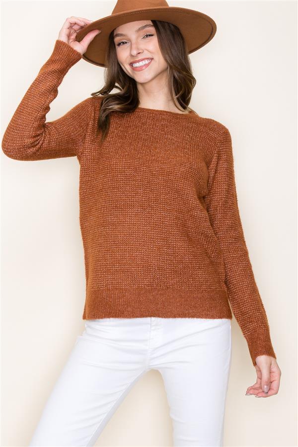 Copper Waffle Textured Sweater