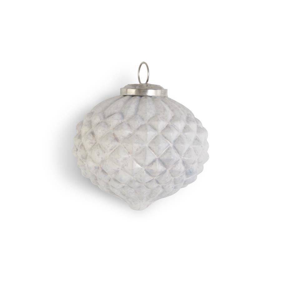 White Glass Embossed Onion Ornament