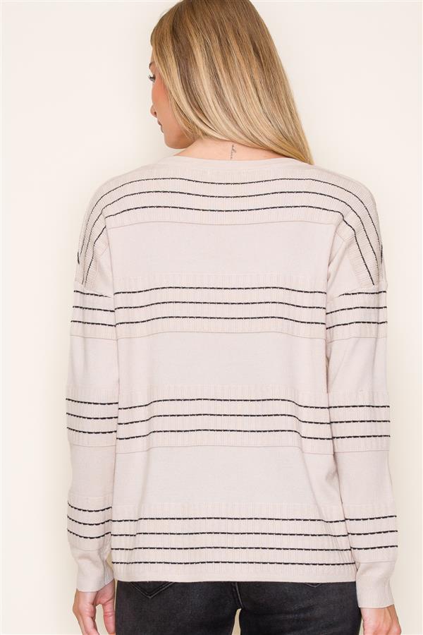 Oatmeal Stitch Stripe Sweater