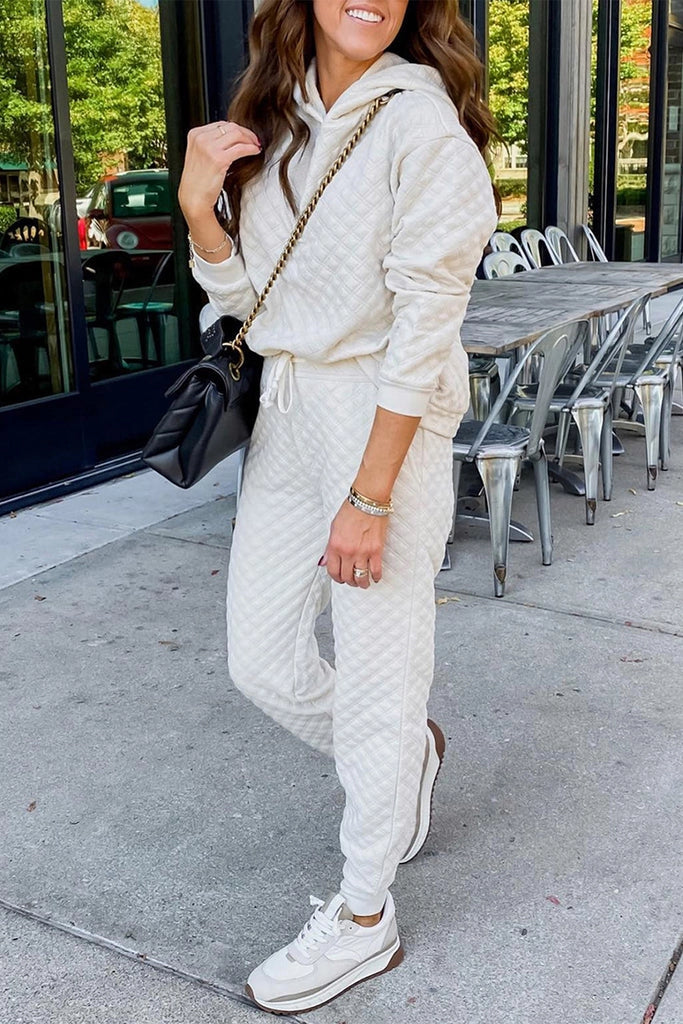 White Quilted Sweat Set