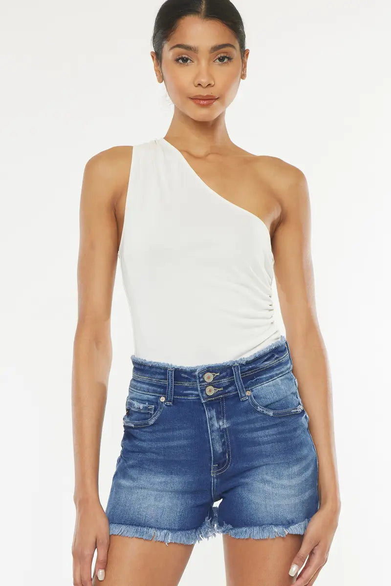 Medium Wash High Rise Shorts
