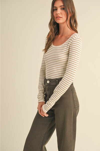 Striped Long Sleeve Knitted Top