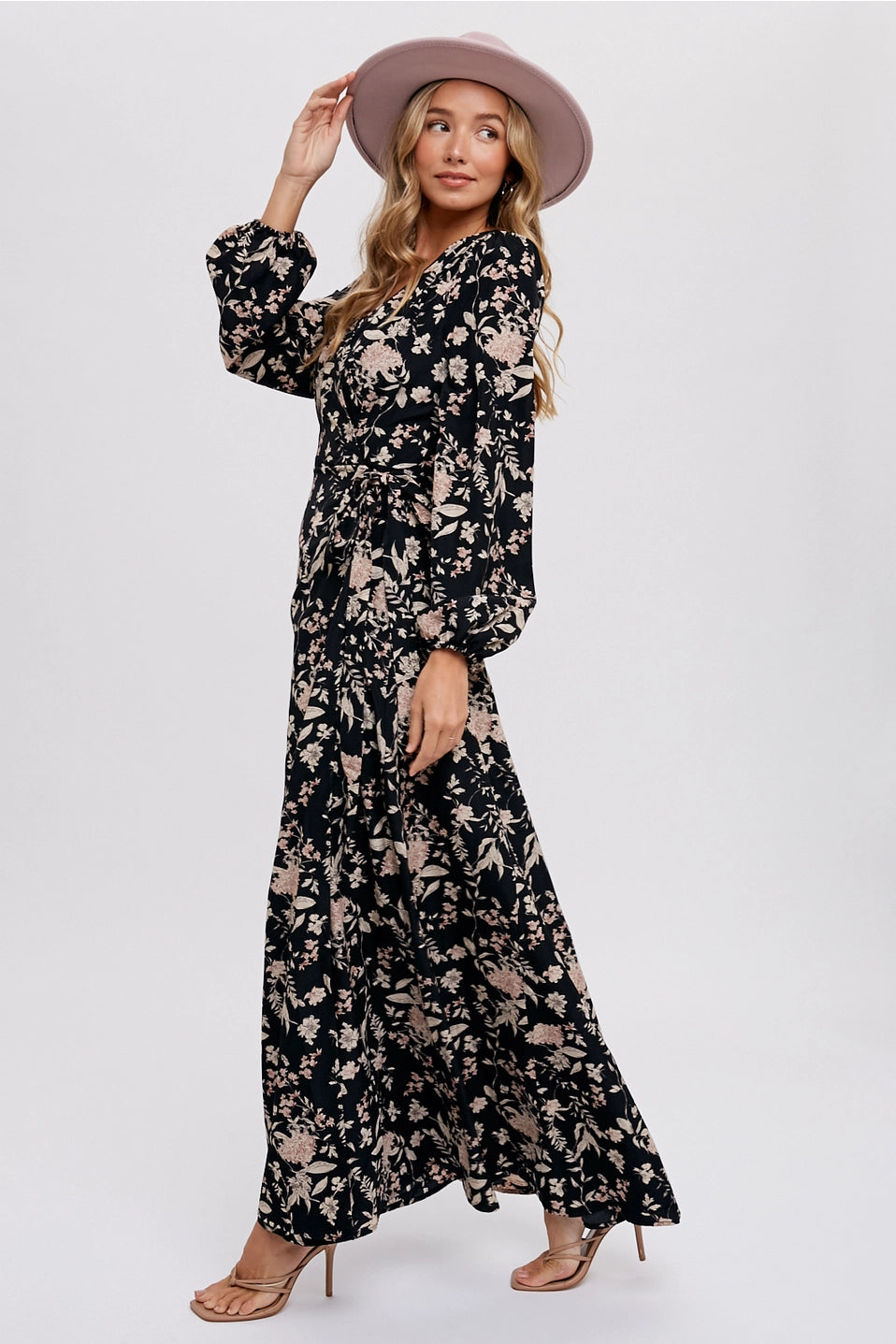 Floral print wrap maxi dress hotsell