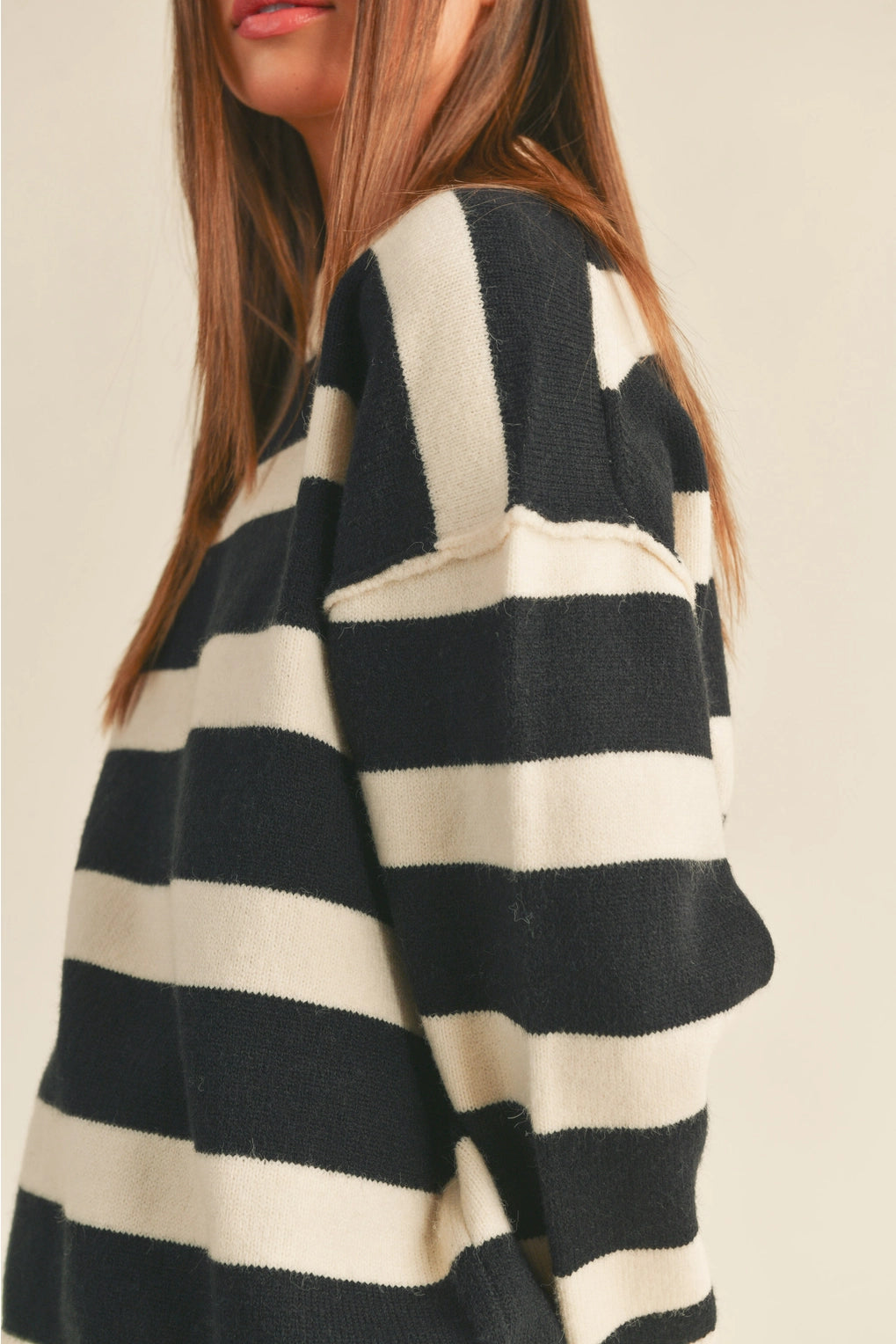 Black/White Stripe Colorblock Top