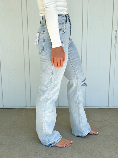 90's Vintage Light Wash High Rise Flare