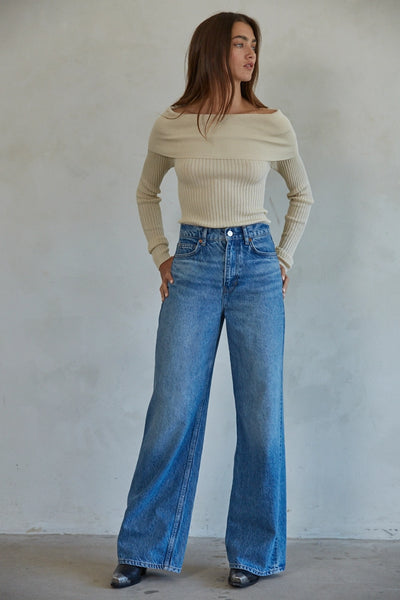 Ribbed Off The Shoulder Top