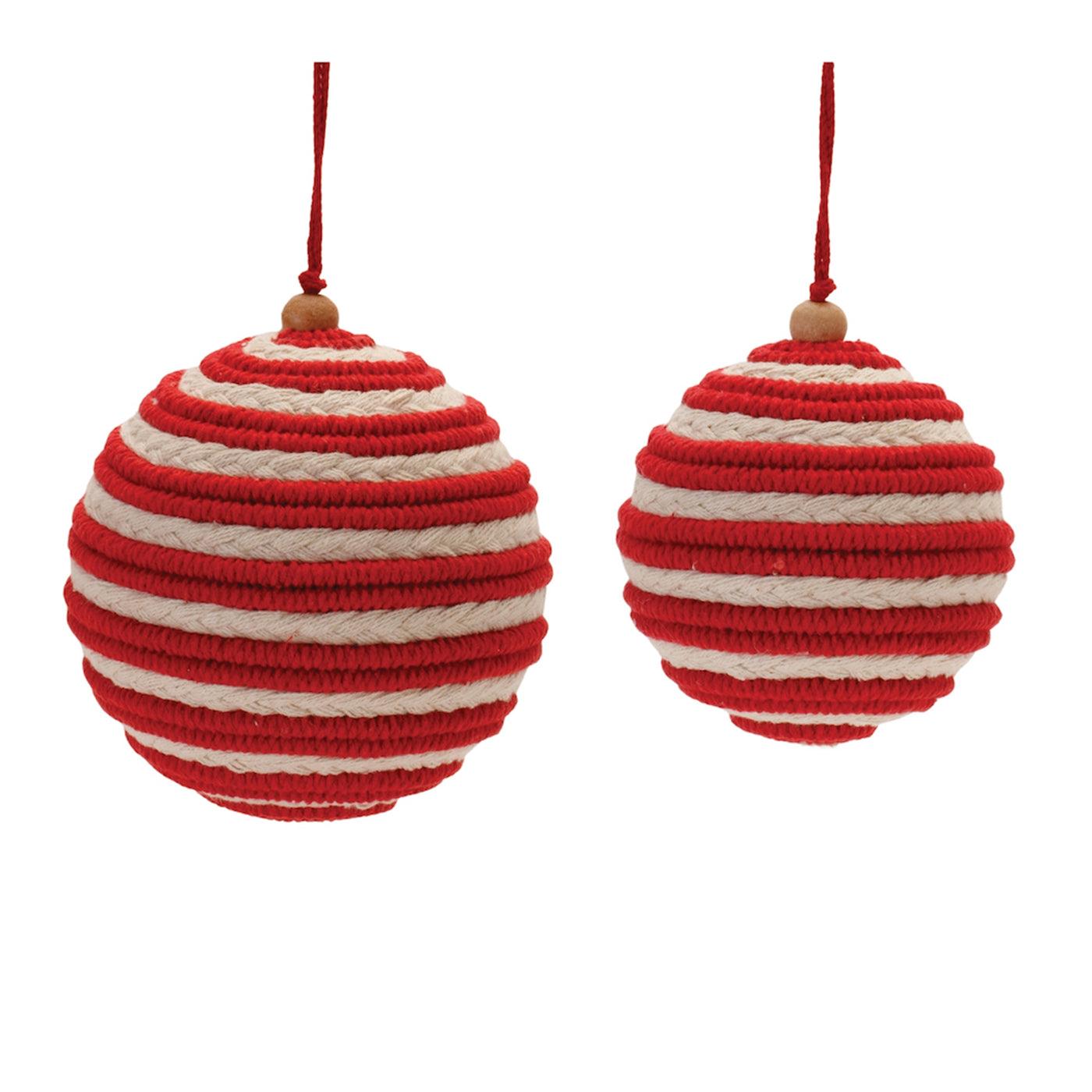 Red & White Striped Cotton Ball Ornament
