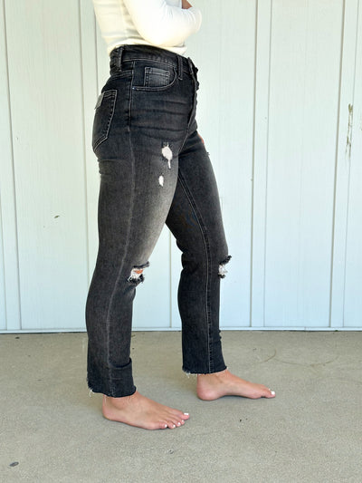 Dark Gray High Rise Relaxed Fit Skinny