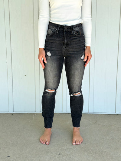 Dark Gray High Rise Relaxed Fit Skinny