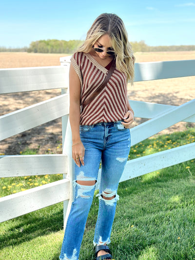 Mocha Chevron Sweater Tank