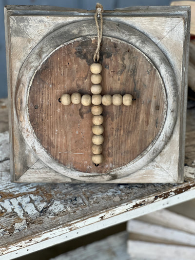 Wood Bead Cross Ornament