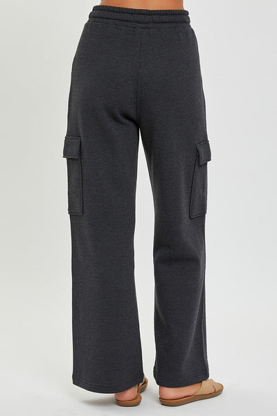 High Rise Side Pocket Relaxed Sweats - Charcoal