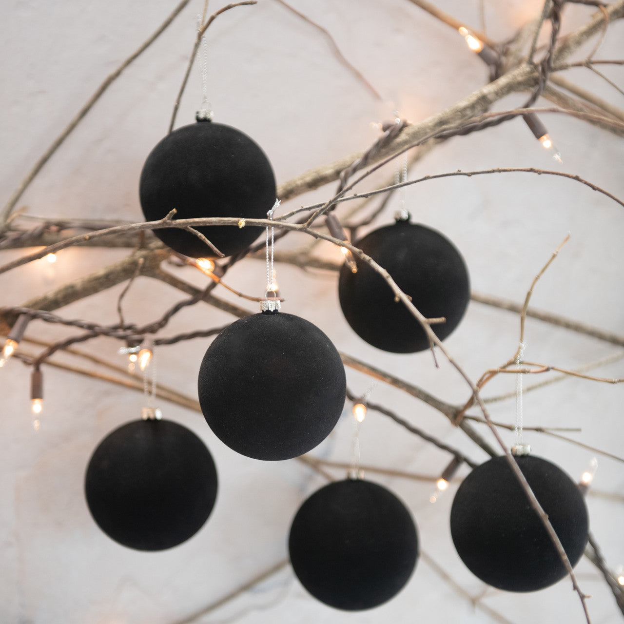 Black Flocked Ornaments