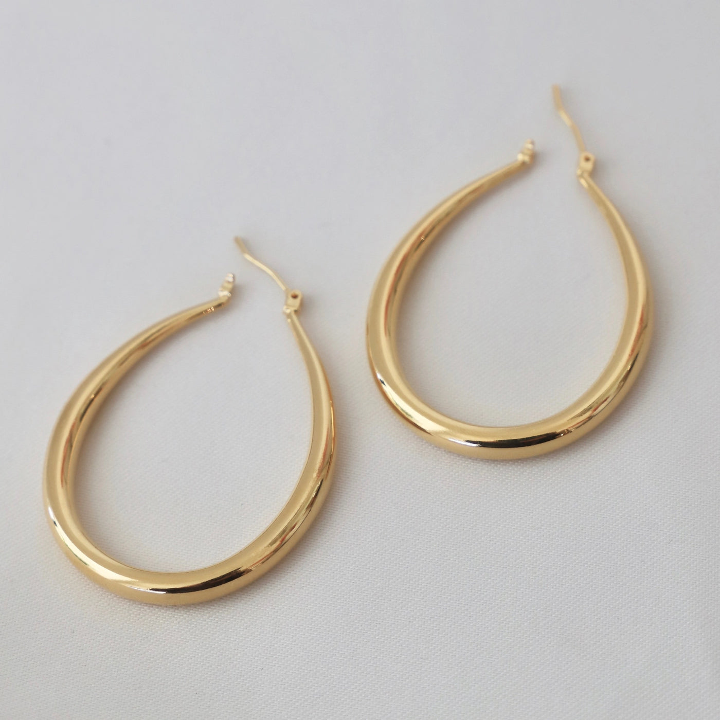 Large Gold Teardrop Hoop Earrings