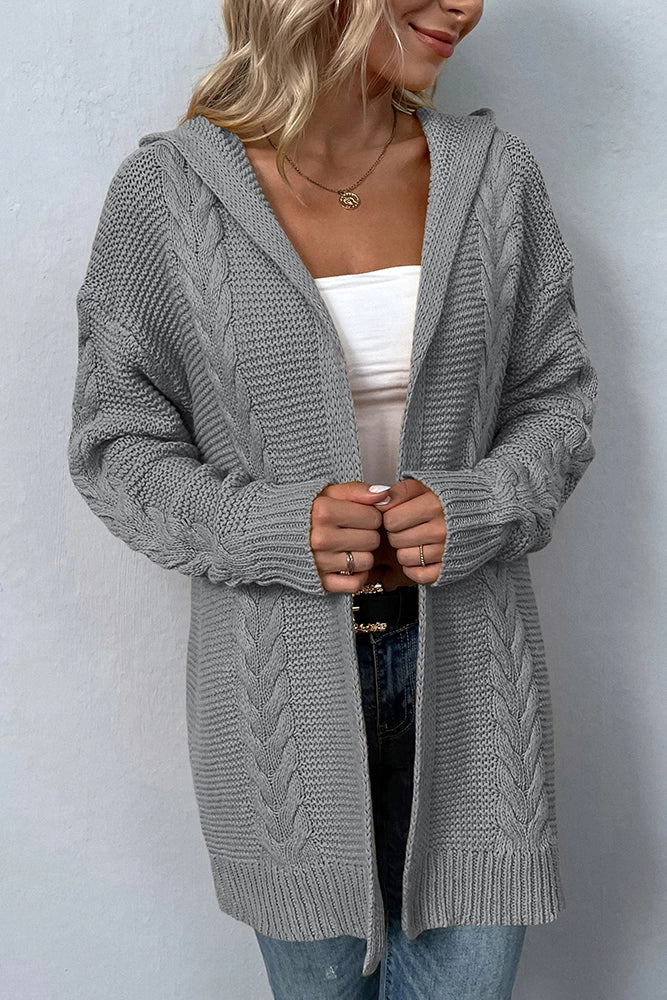 Cable Knit Hooded Cardigan
