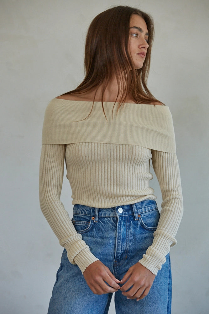 Ribbed Off The Shoulder Top