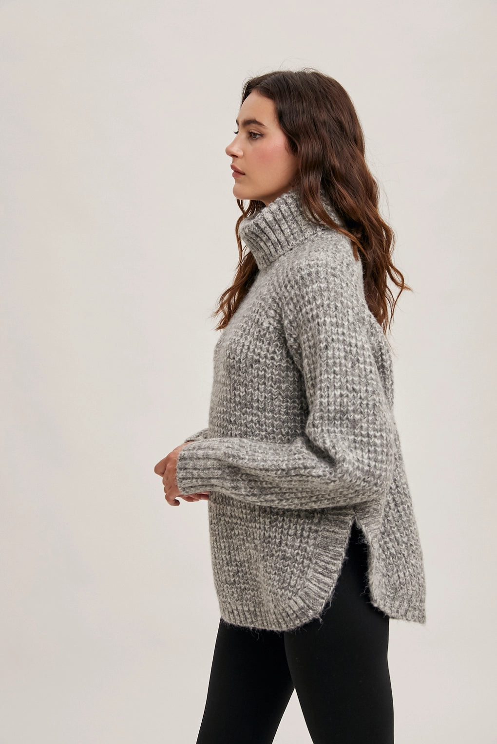 Gray Marl Turtle Neck Sweater