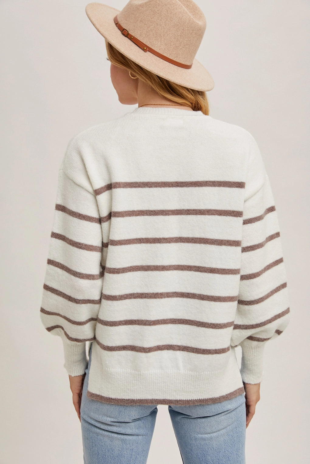 Striped Side Slit Sweater