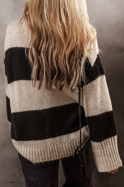 Black & Beige Colorblock Sweater