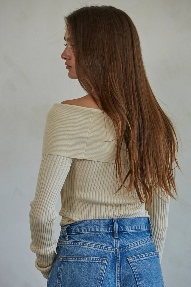 Ribbed Off The Shoulder Top