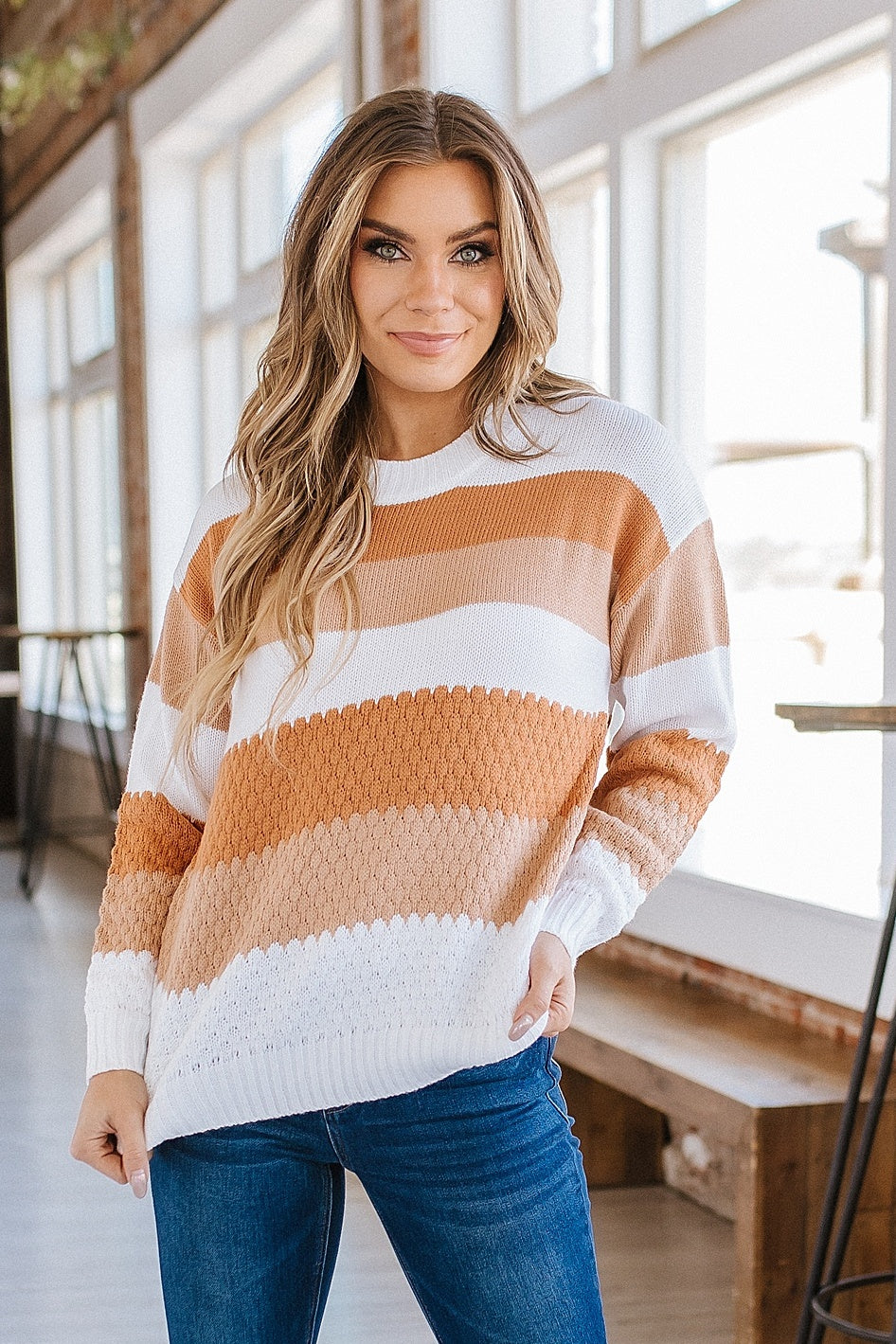 Chestnut Colorblocked Knitted Sweater