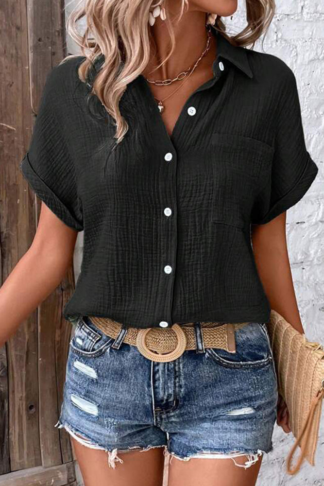 Textured Button Up Blouse