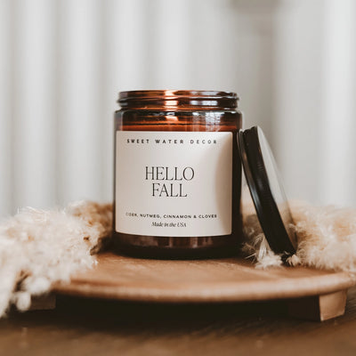 Hello Fall Soy Candle - Amber Jar