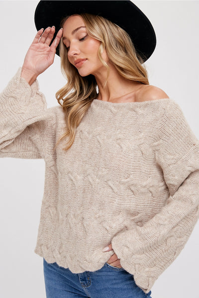 Boatneck Cable Knit Sweater