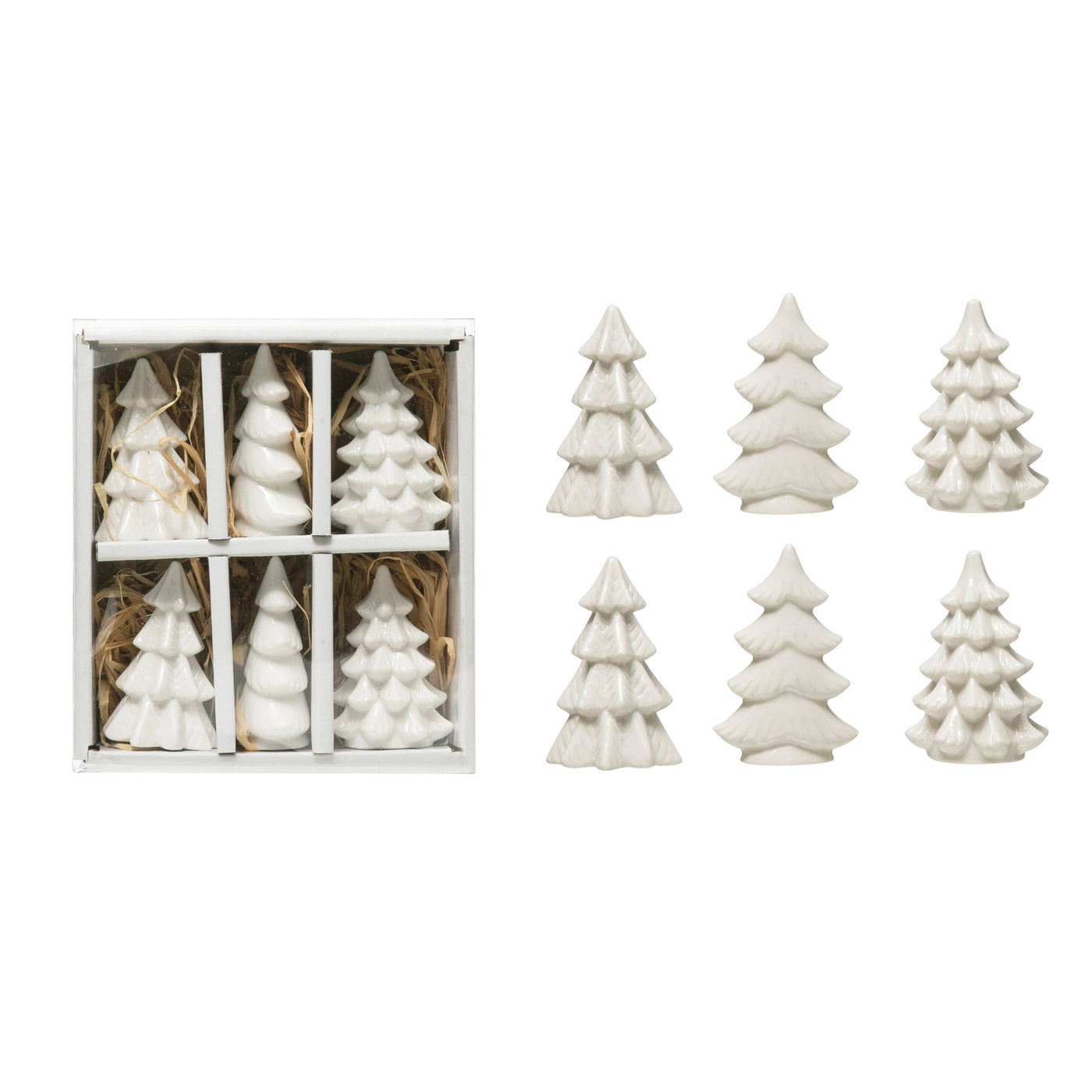 White Stoneware Trees Boxed Set
