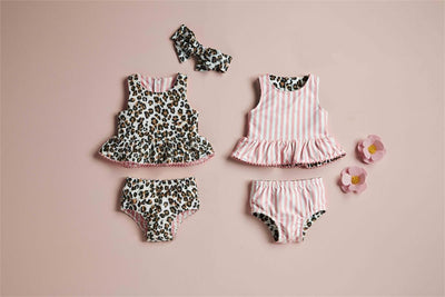 Leopard/Stripe Reversible Swimsuit Set